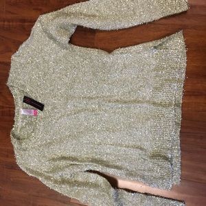 Gold tinsel sweater no boundaries